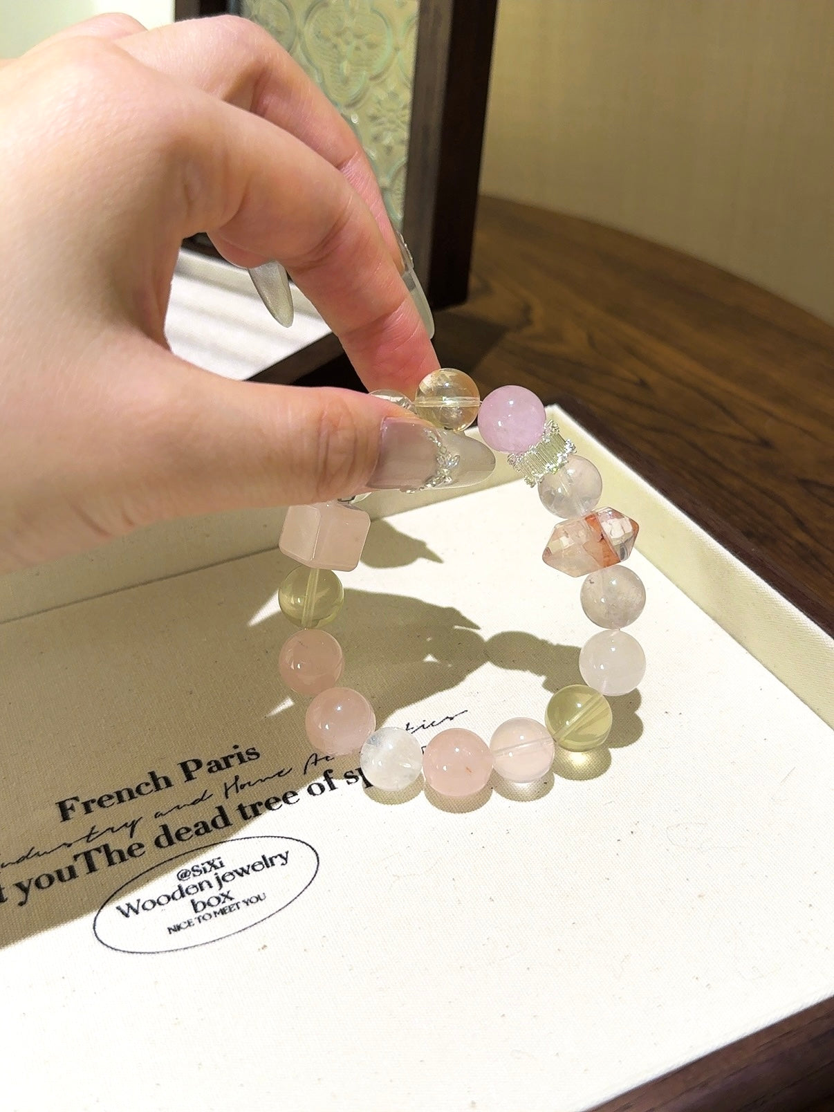 ▫️▪️ Pink crystal multi-treasure double-pointed bracelet